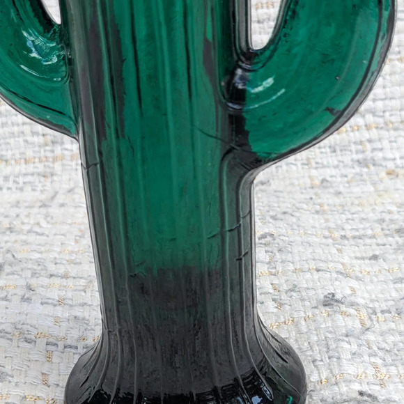 Cactus Candle Holder Glass Green 6.5 inches - Picture 4 of 7